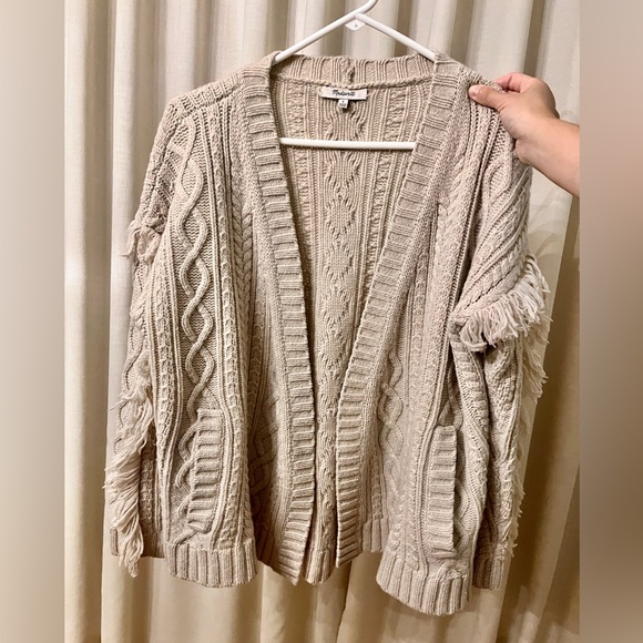 Madewell merino wool cableknit fringe cardigan - Picture 4 of 8